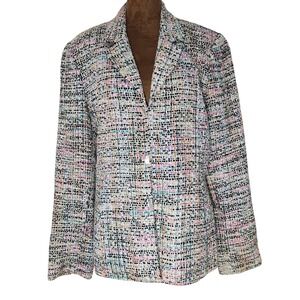 Doncaster Blazer‎ Jacket Tweed Size 10 Colorful Silk Blend Women's